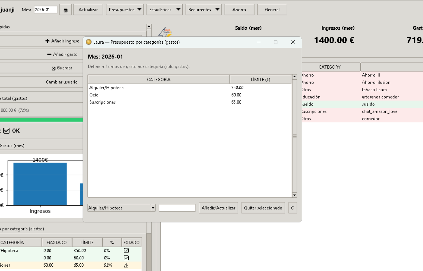 Captura de la interfaz de LAURA